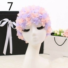 Women Lady Floral Swimming Caps Bathing Hats Beach 3D Flower Retro Cute Fashion