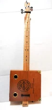 Cigar box guitar, 3 string, metal frets, piezo sound PU installed (see desc)