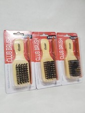 3-Pack 100 Hard Boar Bristle Club Brush Wooden Handle with Styling Comb Set