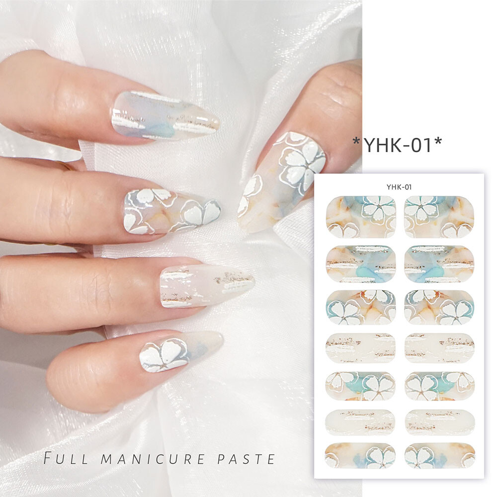 Semicured UV Gel Nail Art Stickers Full Cover Nail Strips Press On