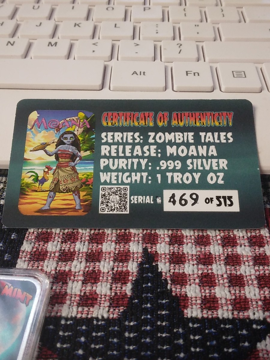 STL Mint Zombie Tales 1 oz Silver ZOMBIE MOANA Colorized STL Mint Zombie Tales 1 oz Silver ZOMBIE MOANA Colorized
