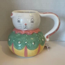 JOHANNA PARKER Transpac Easter Dottie Bunny Mug Decor-NWT