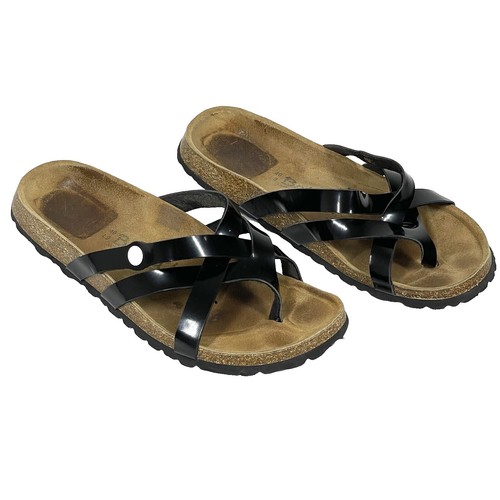 Betula by Birkenstocks soft footbed‎ single black strap sandals W9 M7 Betula by Birkenstock Womens Size 7 EU 38 Mia Shiny Black  main image 4
