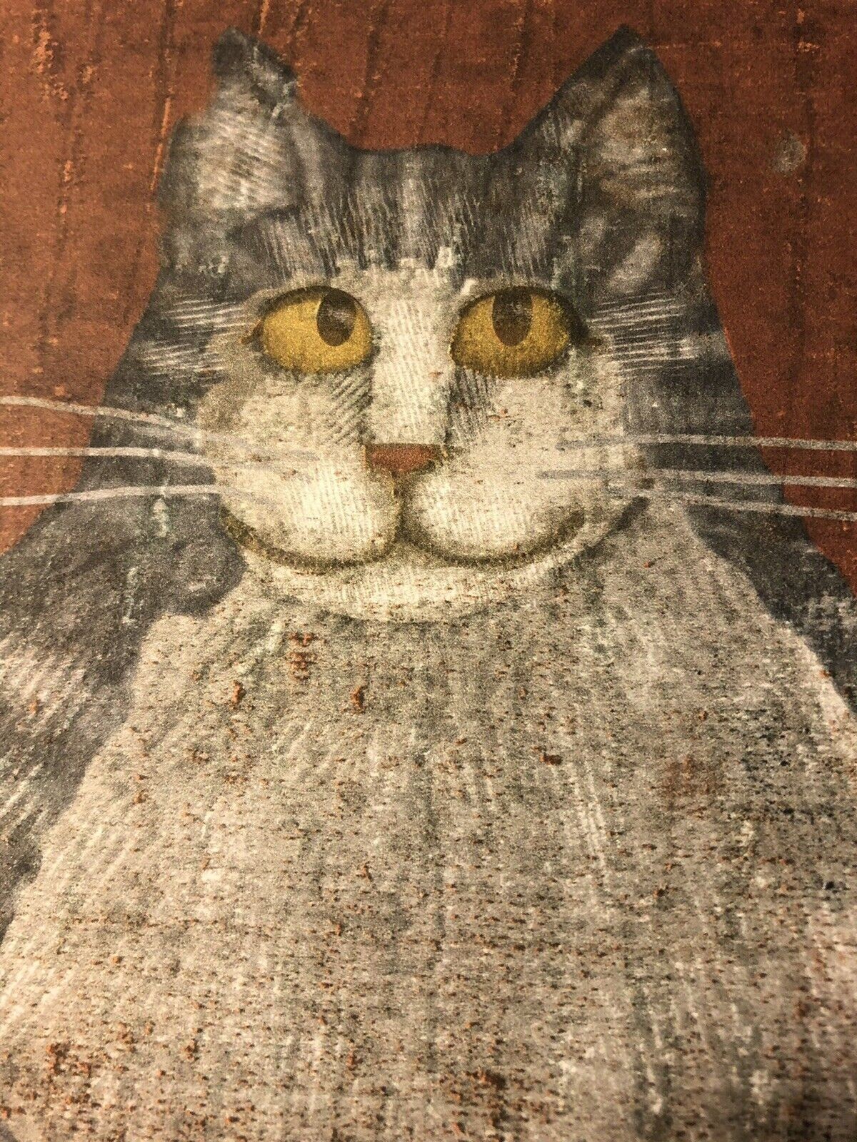 Primitive Folk Art Handcrafted Plaque / Sign, Cross Eyed Cat #2