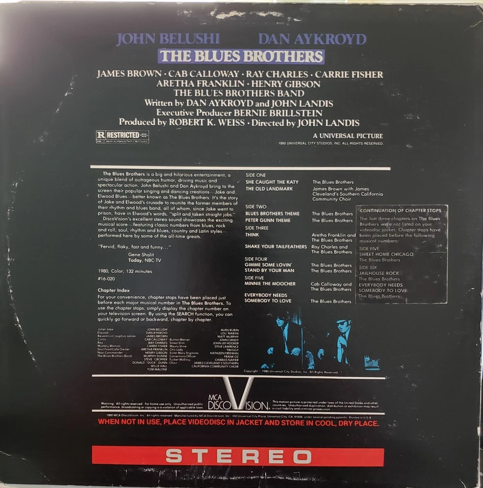Blues Brothers, The (1980) [16-020] - Discovision - 3 Disc set Foto 2 de 2