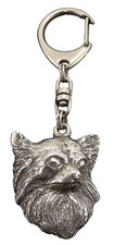 Chihuahua Poil Long - Porte-Clés Argenté Avec Chien, Décor De Sac À Main