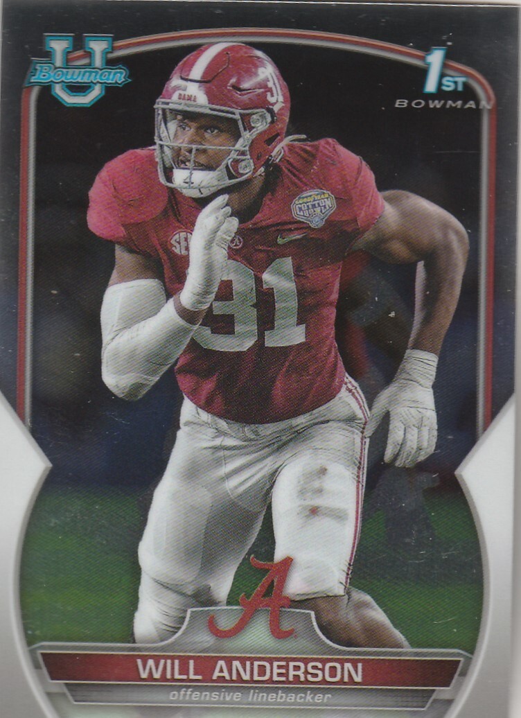 2022 BOWMAN UNIVERSITY CHROME WILL ANDERSON LB ALABAMA (TEXANS ROOKIE) #52 HOT!