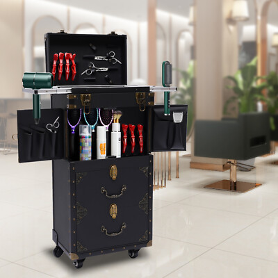Professional Lockable Rolling Makeup and Hairdressing Trolley for Hair Tools