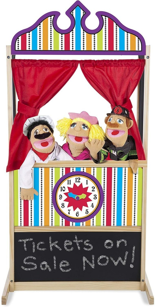 Melissa & Doug – Théâtre De Marionnettes De Table – Rideau Velours, Décor Double Face, Montage Facile Et Rangement Plat