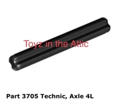 Lego 4x 3705 Black Technic, Axle 4L 10497