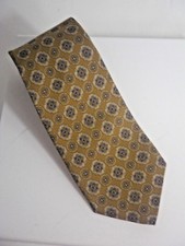 Robert Talbott Men's Necktie Gold Geometric Silk Made in USA