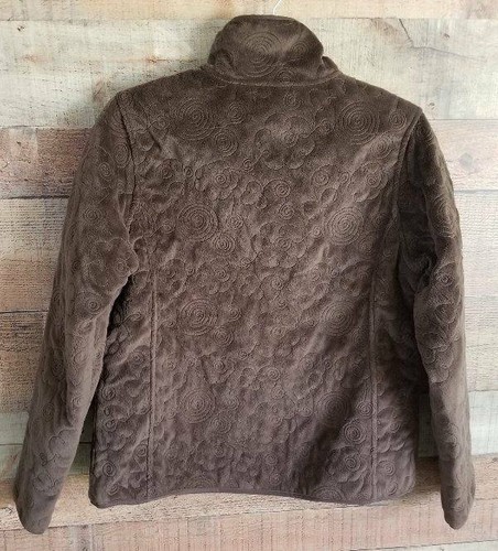 Susan Bristol Womens L Dark Brown Quilted Jacket Velour Lined - Picture 4 of 4