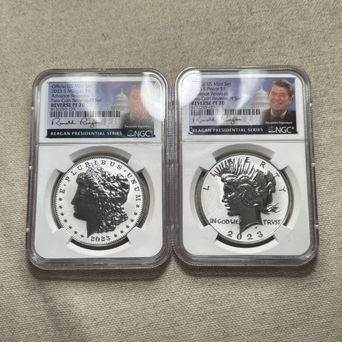 2023-S Morgan Peace Dollar Reverse Proof Set NGC Reverse PF70 Anna Cabral Signed