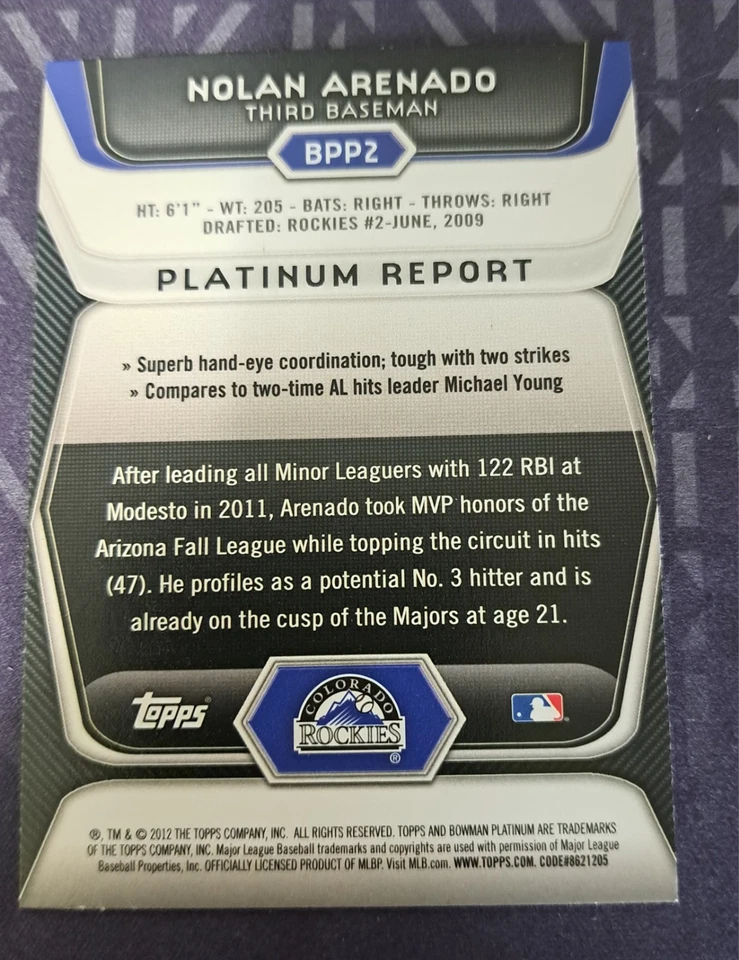 2012 Topps Bowman Platinum Lot Of 4: Machado, Arenado, Cole, Yelich Prospects - Image 4 of 4