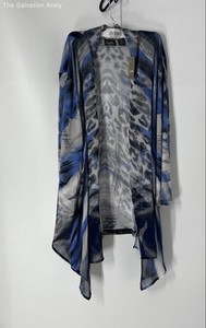 Chico's Travelers Women's 2pc Set Blue Animal Print Jacket Sz 5 Pants Sz 3 NWT