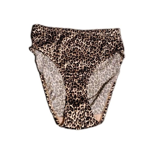 Serenada Panties Sz 9 Leopard Satin Second Skin Hi-Cut High Waist Brief #A29