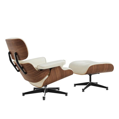 Large beige noce lounge chair legno vera pelle poltrona soggiorno associazione poltrona - Foto 3 di 8