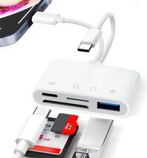SD Card Reader for iPhone iPad MFi USB C Lightning SD TF Camera Adapter