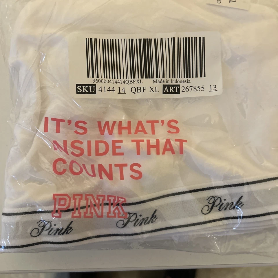 全新带标签 粉色 Bralette 尺寸 XL 白色标志 — 第 2/4 张图片