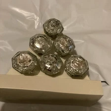 6 Glass Dresser Drawer Cabinet Clear Knobs (#68)