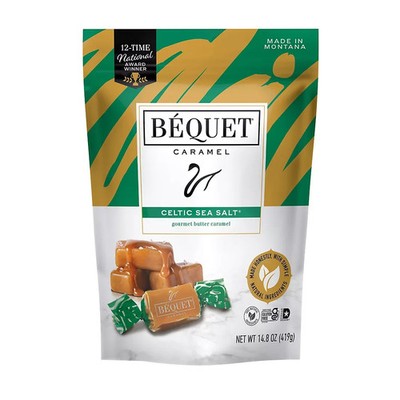 Bequet Caramel Celtic Sea Salt 14.8 Ounce Bag , Gourmet Butter Caramel