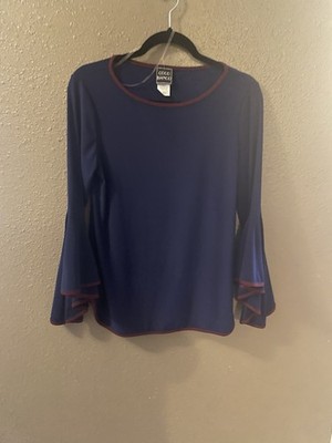 Coco Bianco Bell Sleeve Top Blouse Medium Floral Long Sleeve Pullover USA