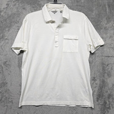 Ted Baker Polo Shirt Mens Sz 4 Extra Large White Pocket Button Up Classic Casual