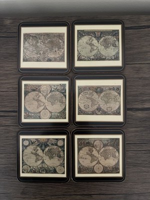 VTG Pimpernel Antique World Maps Cork Coasters Set of 6 Made In England