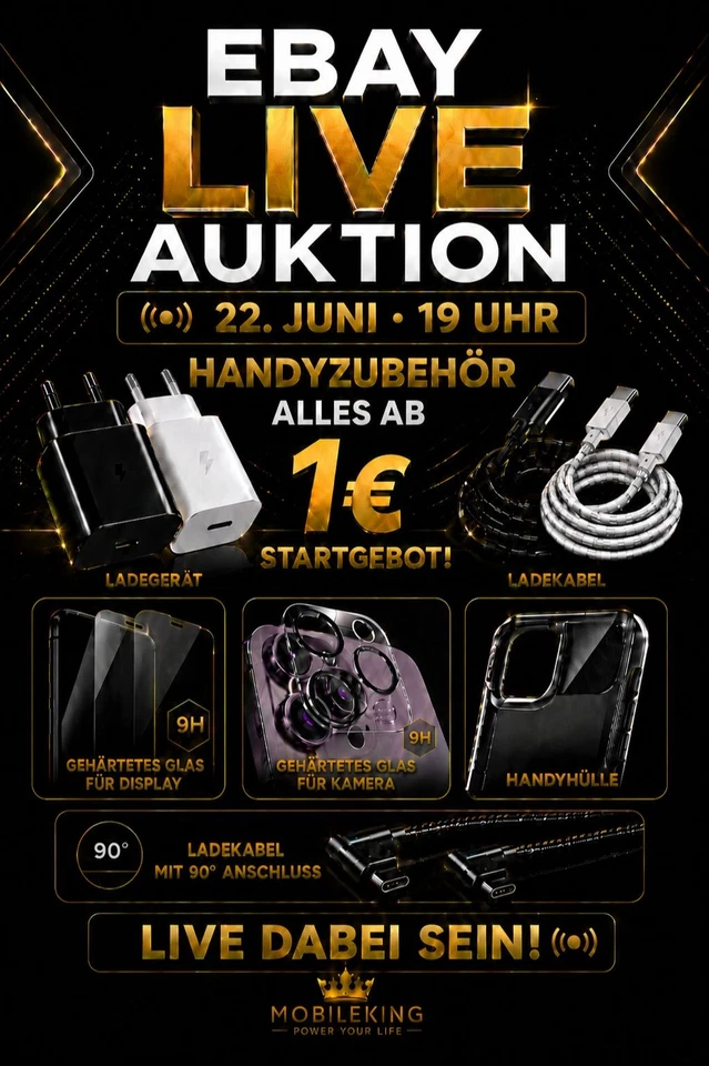 Alles ab 1€ live Auktionen: iPhone,  Samsung, Huawei, Xiaomi Handyzubehör