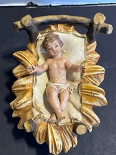 VTG 3.5” BABY JESUS + 5.5” MANGER ONLY NATIVITY REPLACEMENT COMPOSITION CRADLE