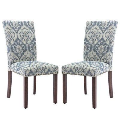 Upholstered Parsons Dining Chairs Set of 2, Fabric Dining Room Kitchen Side C...