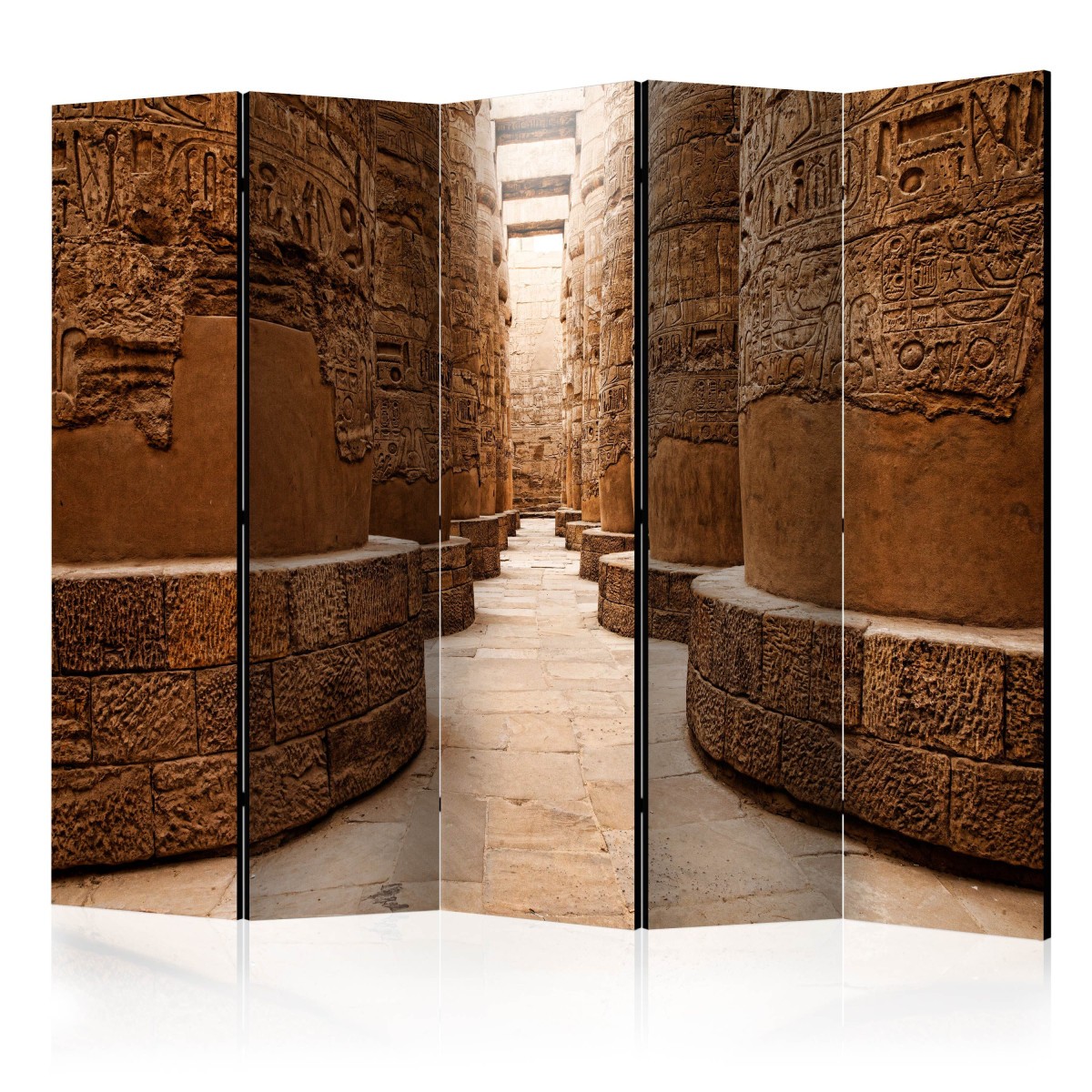 Paravent 5 volets Égypte Karnak grand format 172x225 cloison amovible imprimée en bois