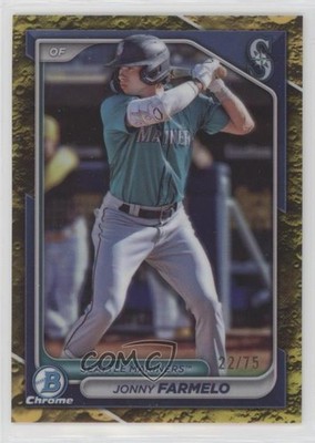 2024 Bowman Draft Chrome Yellow Lunar Crater Refractor 22/75 Jonny Farmelo 1bk5