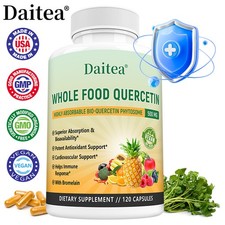 Quercetin 500mg With Bromelain - Natural Immune supplement, 120 Capsules