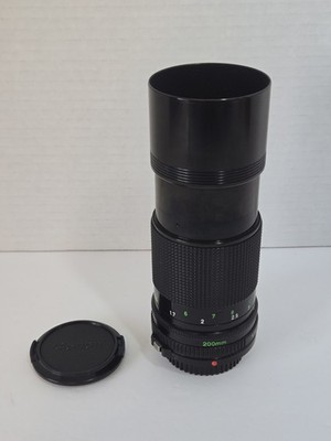 Vintage Canon FD 200 mm 1:4 Lens Japan W/ 52mm Sky 1-A Filter & Bag
