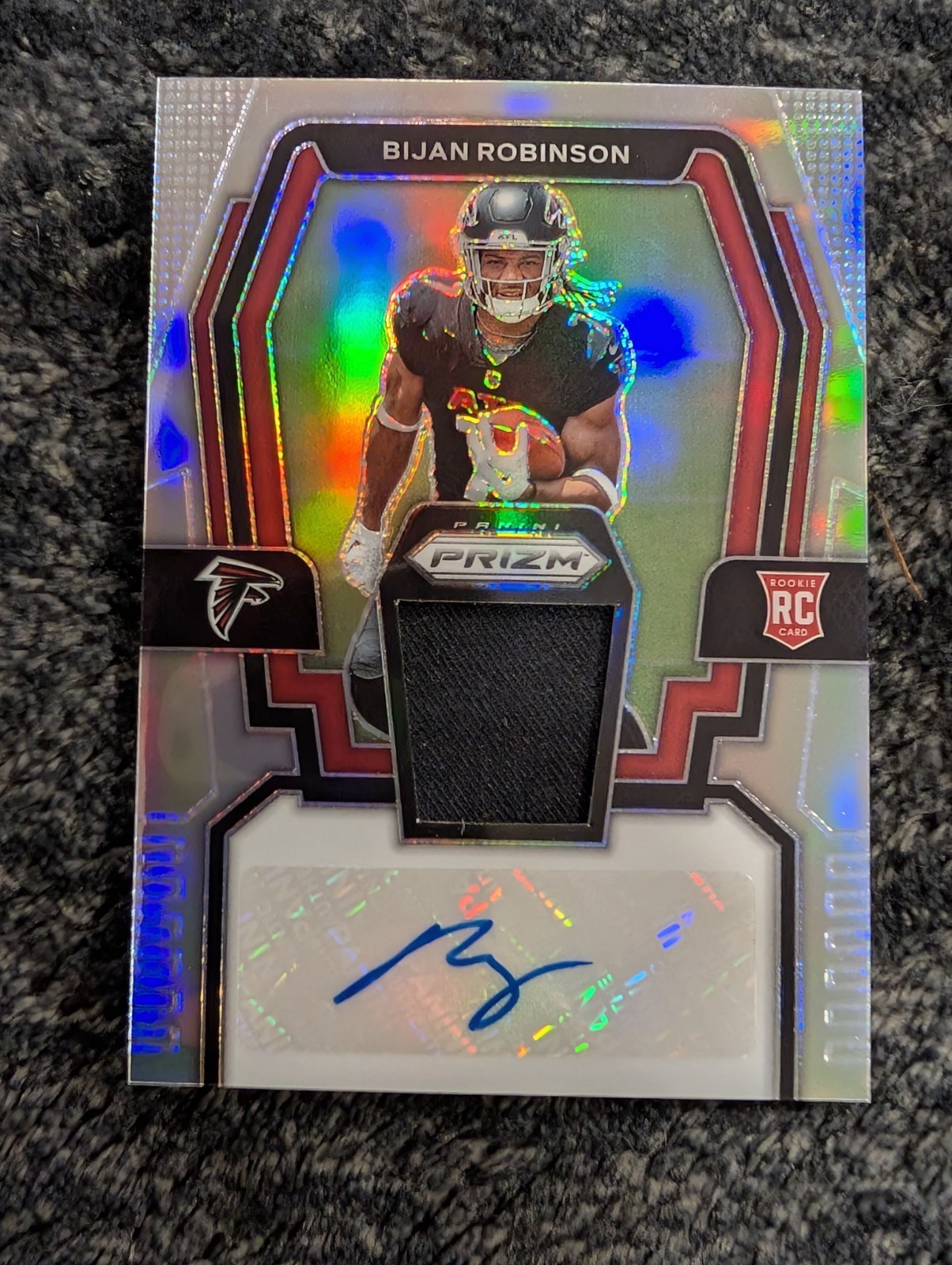 2023 Prizm Bijan Robinson Silver Prizm Rookie Patch Auto RC /99 #RPA-BR Falcons