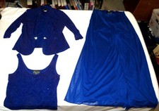 Alex Three-piece Mother of the Bride Set Midnight Blue Jacket Pants Shell Pants