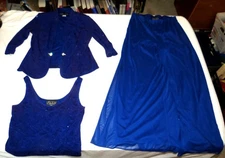 Alex Three-piece Mother of the Bride Set Midnight Blue Jacket Pants Shell Pants