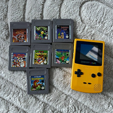 Nintendo Game Boy Color Yellow Console CGB-001 w/ 7 Games