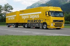 Truck photo  Volvo FH drawbar trailer Switzerland yellow PostLogistics tag  #j7r