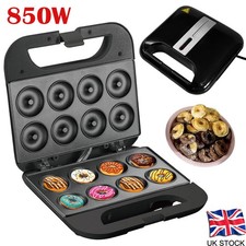 8 Hole Doughnut Maker, 850W Donut Pie Cupcake Snack Making Machine Non-Stick UK