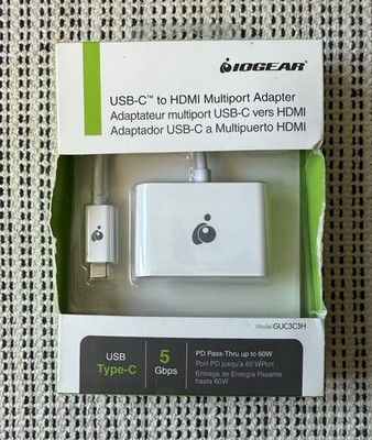 IOGEAR USB-C To HDMI Multiport Adapter With Pd Pass-Thru Up To 60W Model GUC3C3H