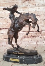 Frederic Remington Cowboy Auf Pferd Rod Statue Figurine Bronze Skulptur Statue