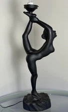 ART Deco Style Dancer 33" Tall Table Lamp Acrobat Sculpture Nude Woman Figural