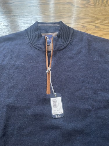 Suéter Johnnie-O Para Hombres Mediano Raynor Merino 1/4 Cremallera, Chabolas Pájaro Carpintero Logo Azul Marino - Imagen 2 de 6