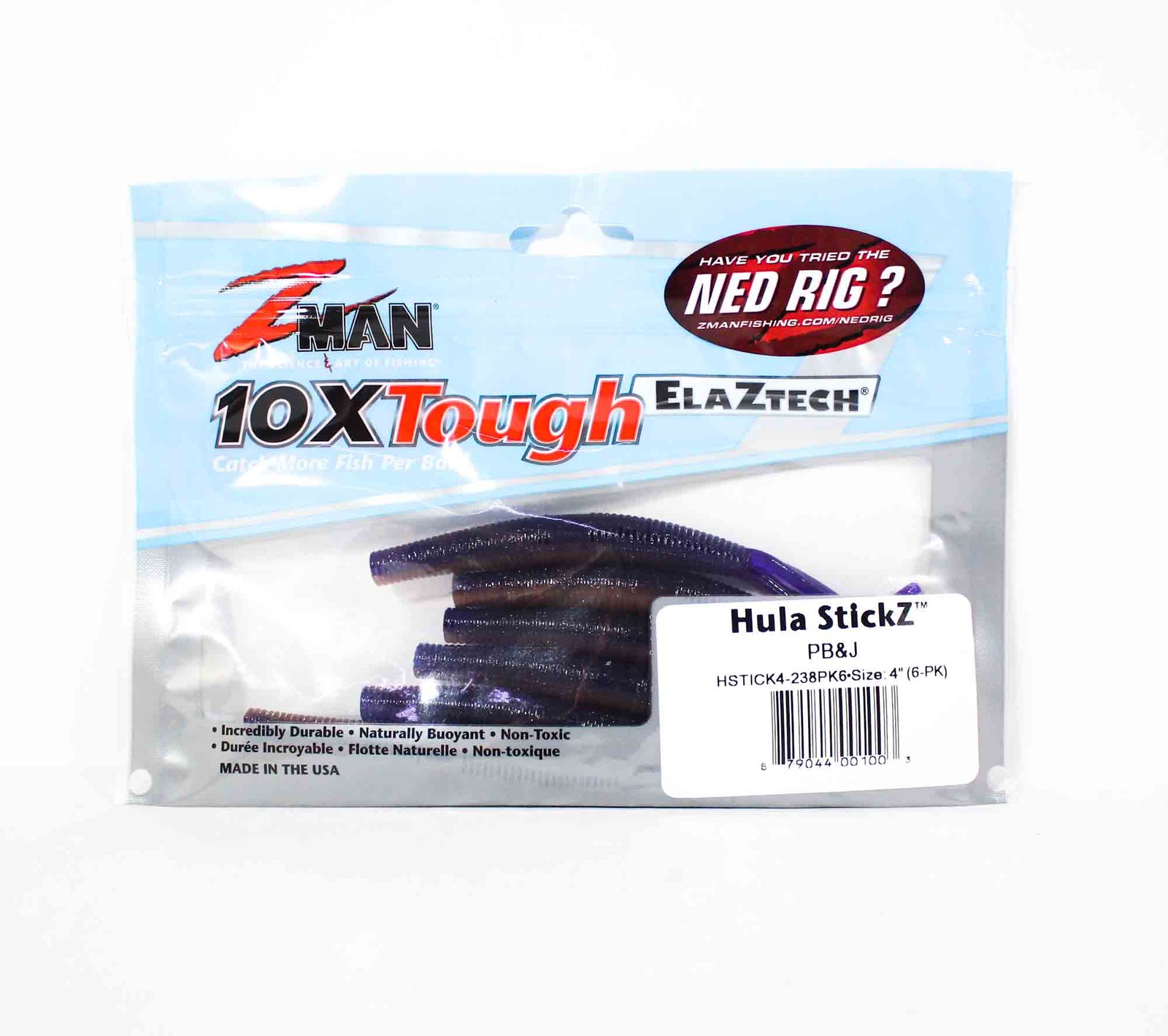 Zman Soft Lure Hula Stickz 4 Inch 6/Pack PB & J (1003)