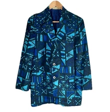 VTG RARE Sandwich Isles Tiki Sport Coat Blazer Jacket 36R 1960s! Blues & Teal