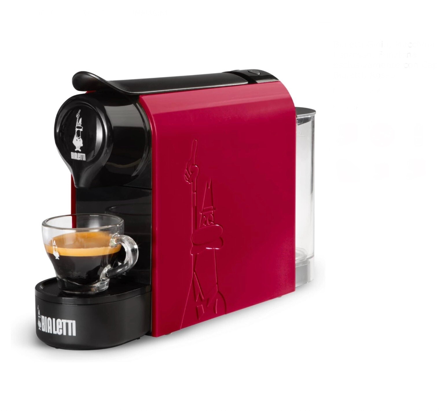 Bialetti Gioia 1200W Macchina Automatica Caffè  Espresso Rossa Serbatoio 0,5L