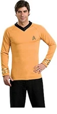 Star Trek Original Series Captain Kirk Gold Adult Deluxe Uniform Shirt SEALED