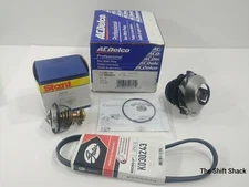 New GM ACDelco Water Pump Kit 88926221, Belt K030243, Thermostat Stant 14228